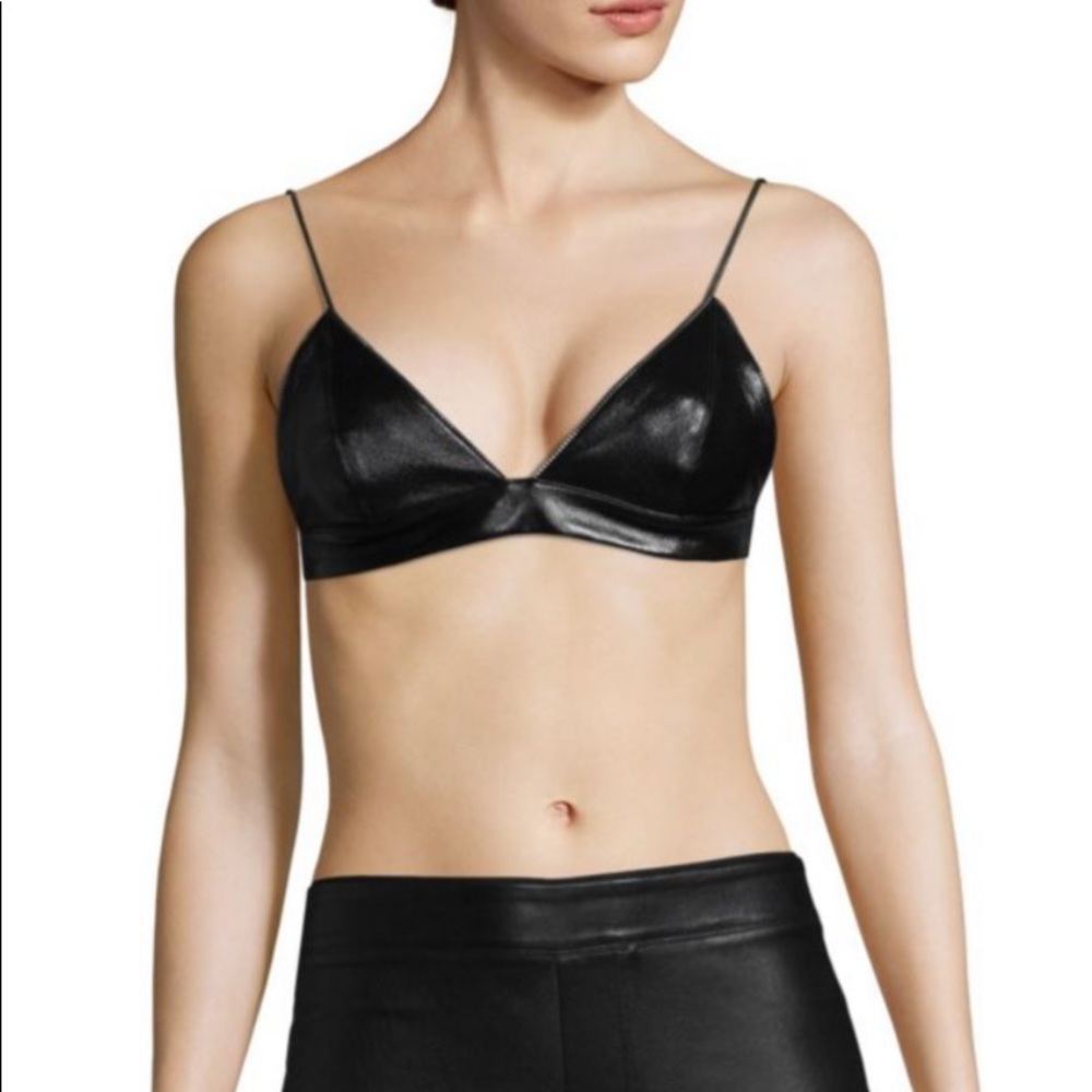 Helmut Lang zip leather bra top.